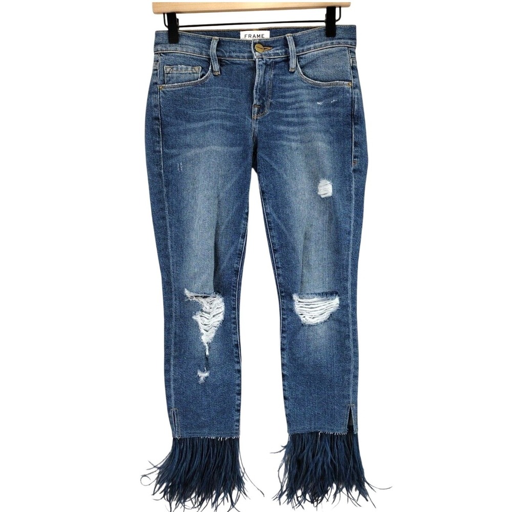 FRAME distressed Denim Chryste High Rise Cropped Jeans Whimsigoth Womens 25